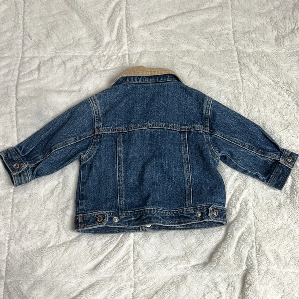 Gymboree Trucker Blue Jean Denim With Tan Corduroy Collar Jacket- Size 6-12 mos.